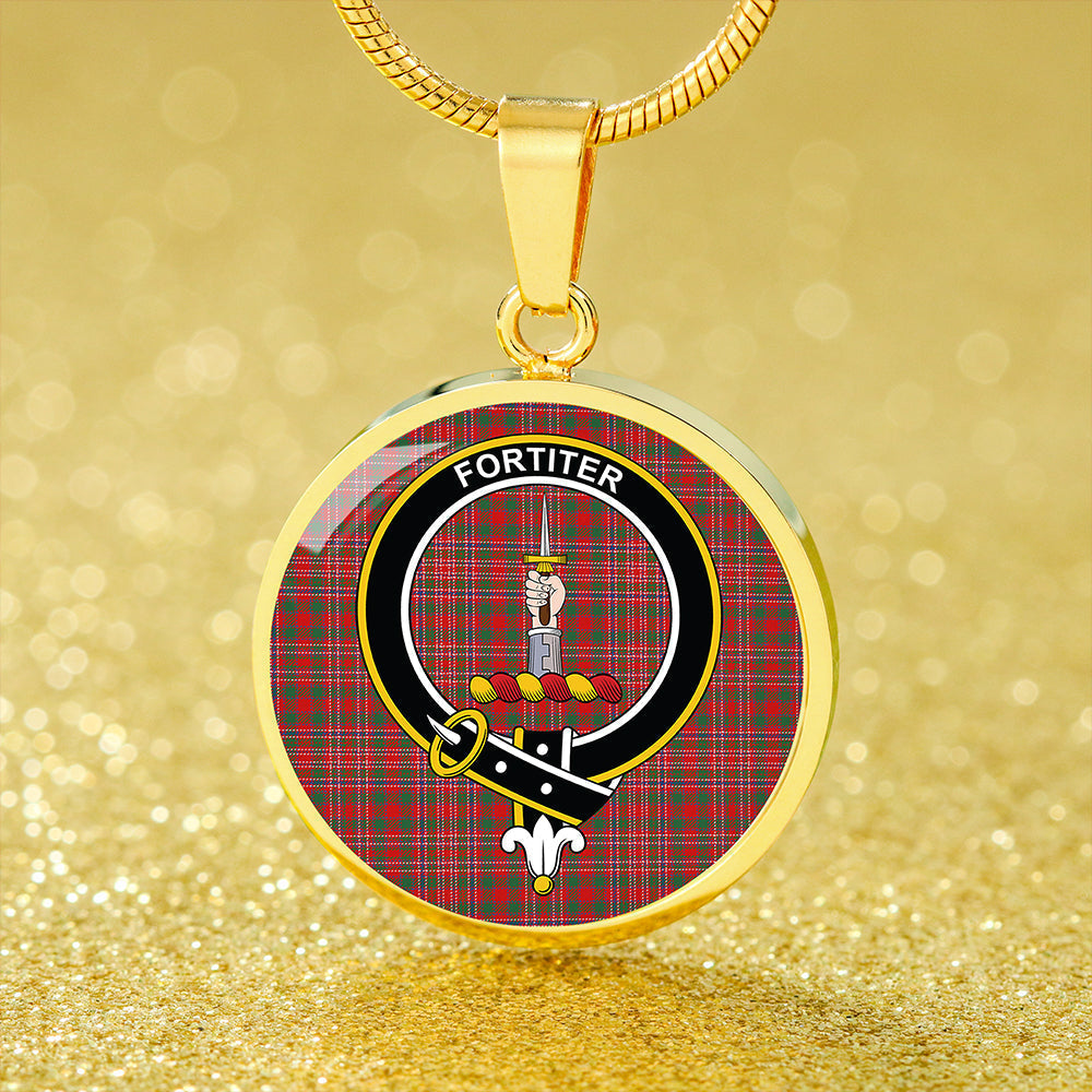 MacAlister Modern Tartan Crest Circle Necklace