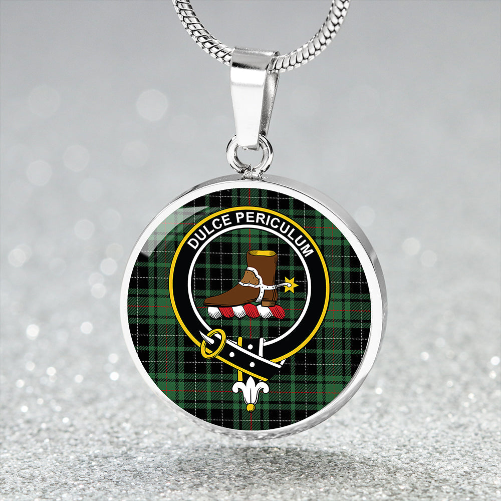 MacAulay Hunting Modern Tartan Crest Circle Necklace