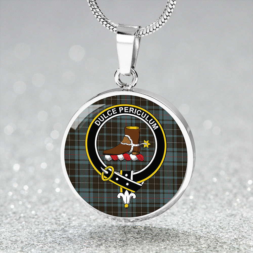 MacAulay Hunting Weathered Tartan Crest Circle Necklace