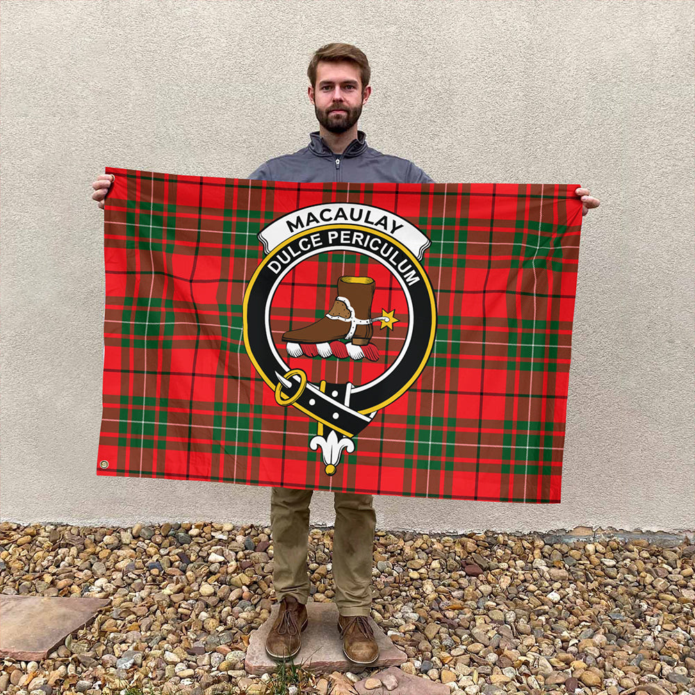 MacAulay Modern Tartan Classic Crest House Flag