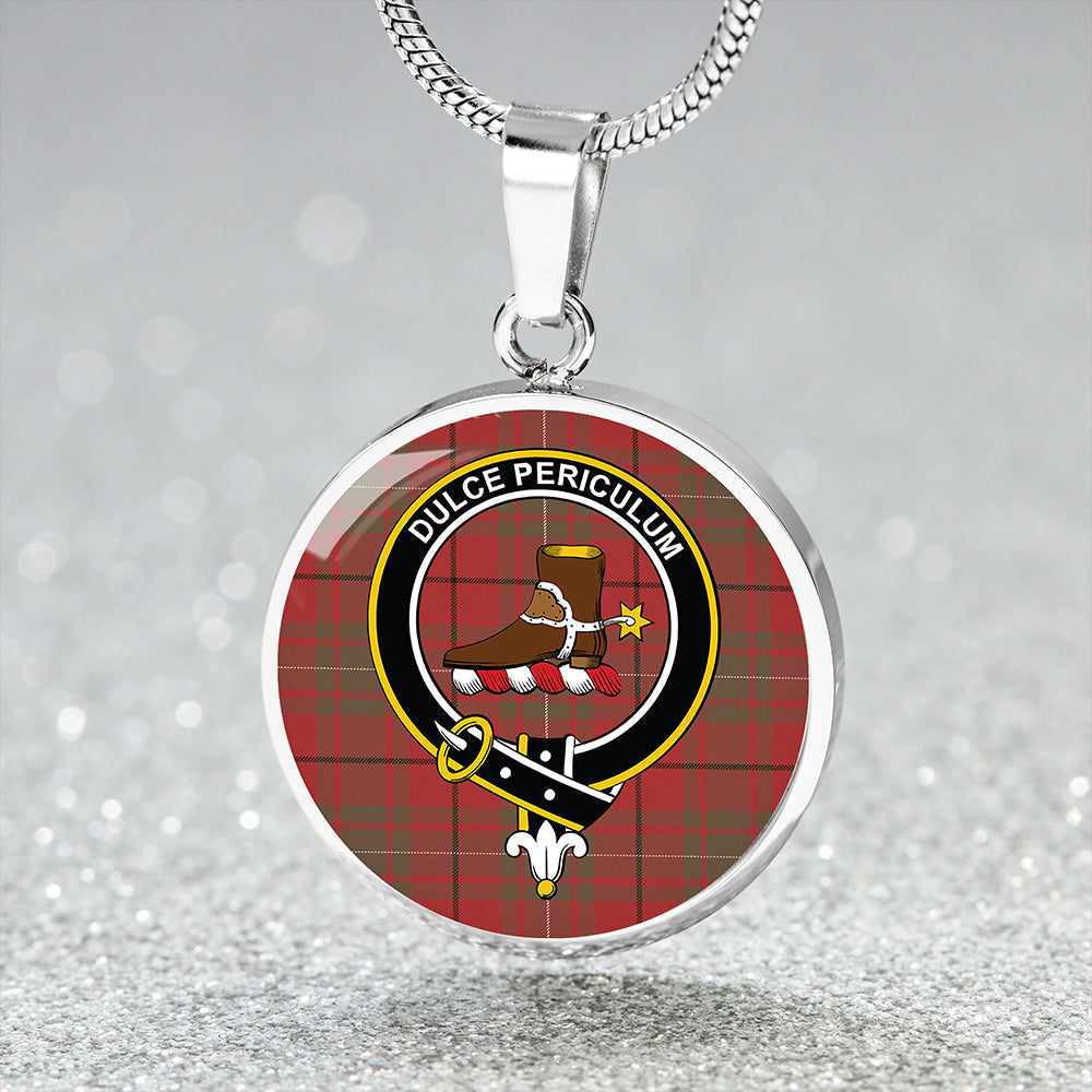 MacAulay Weathered Tartan Crest Circle Necklace