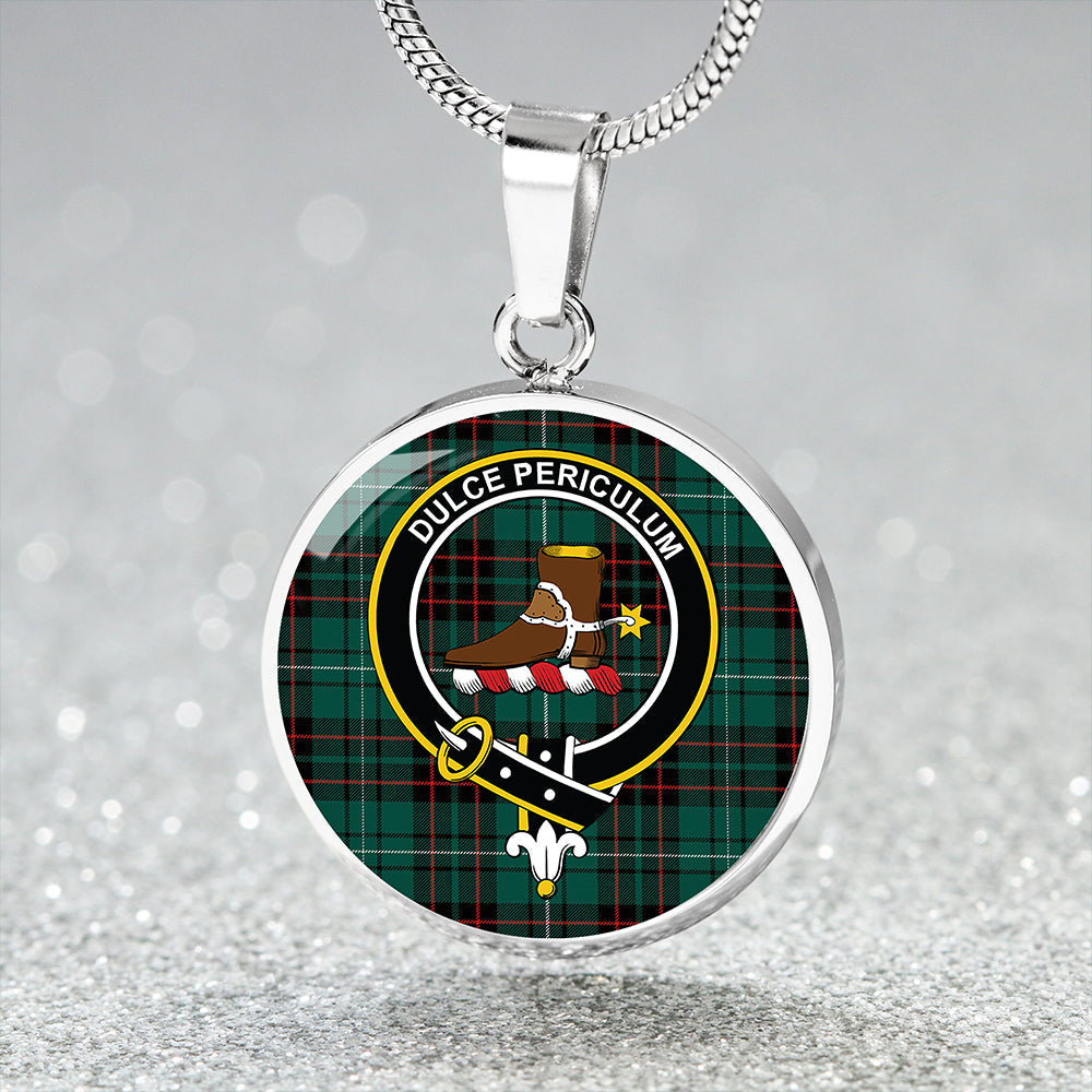 MacAulay of Lewis Modern Tartan Crest Circle Necklace