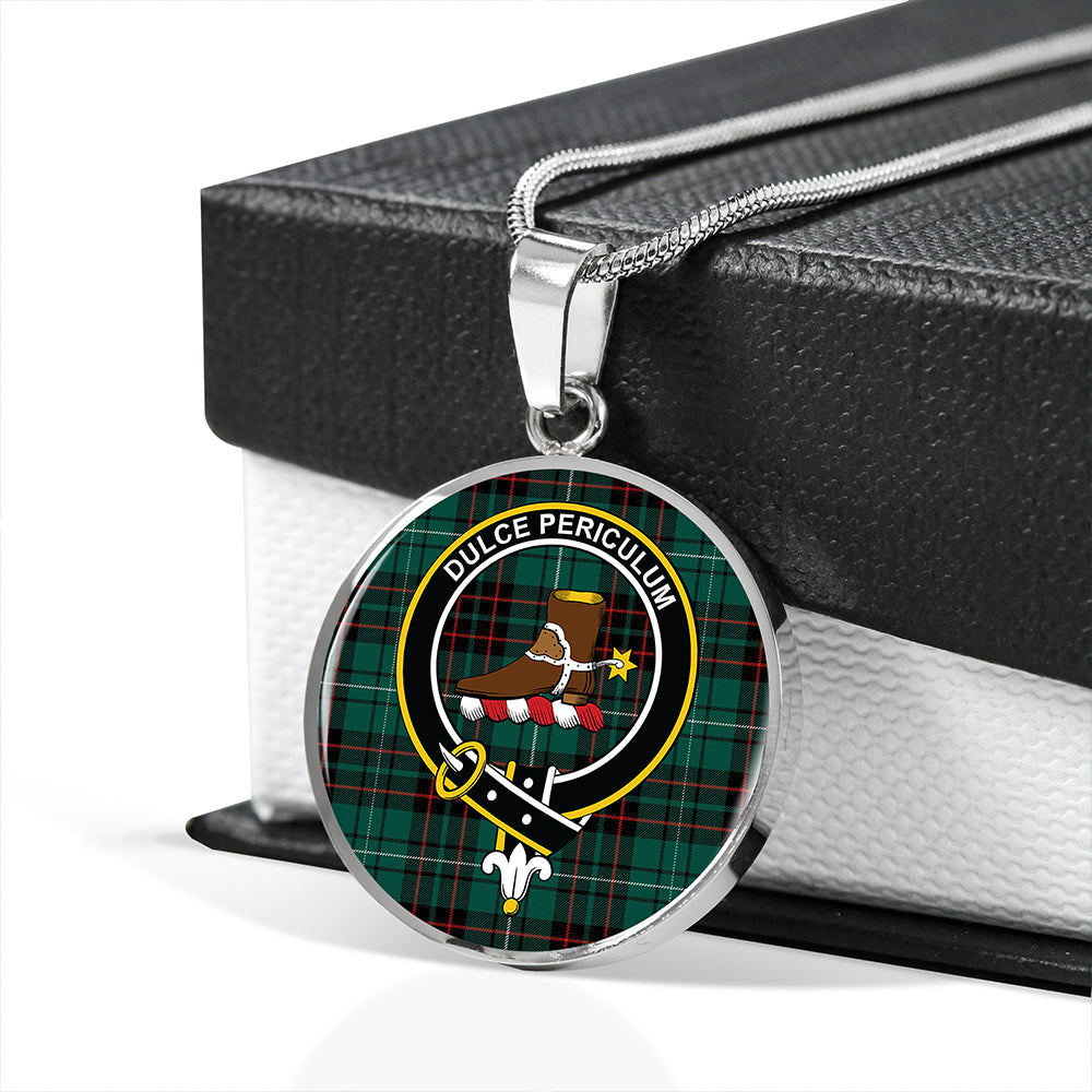 MacAulay of Lewis Modern Tartan Crest Circle Necklace