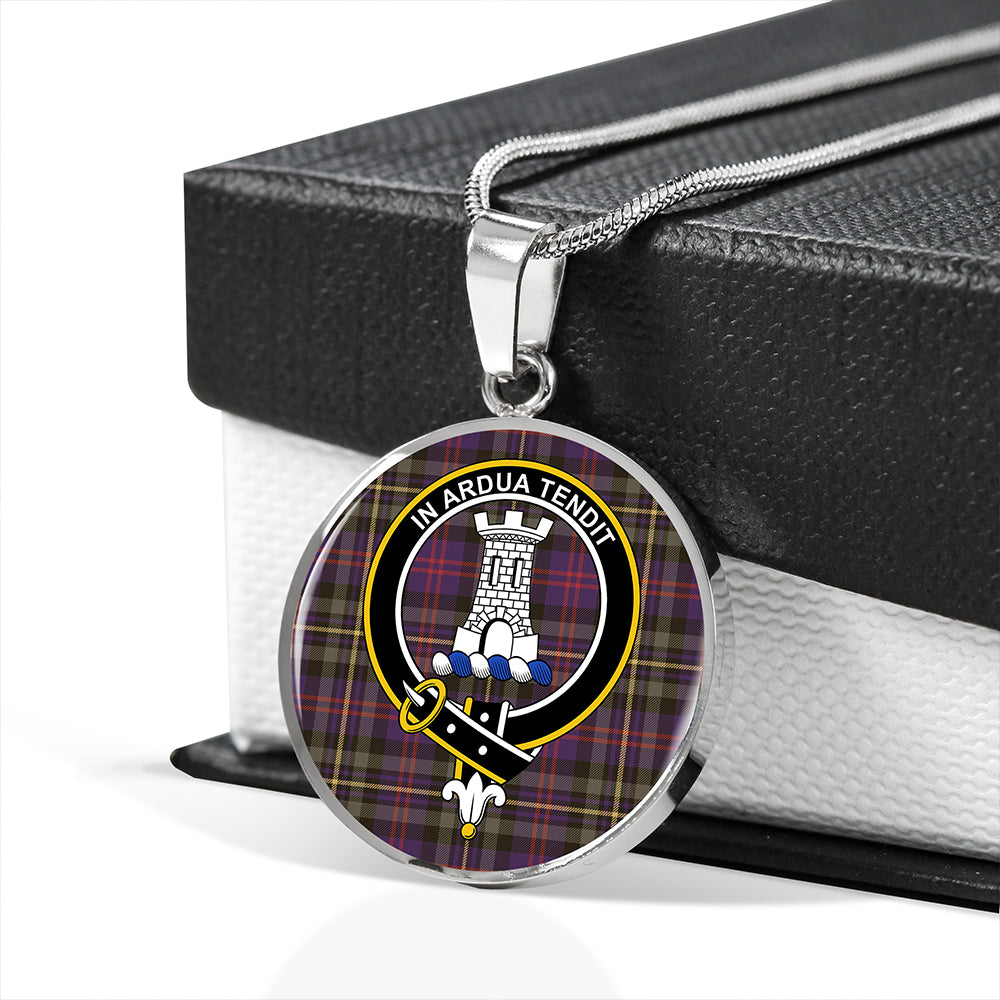 MacCallum of Berwick Weathered Tartan Crest Circle Necklace