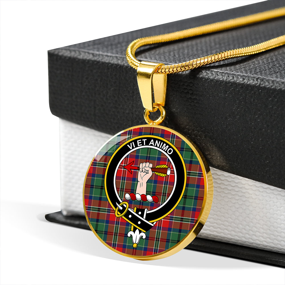 MacCulloch Modern Tartan Crest Circle Necklace