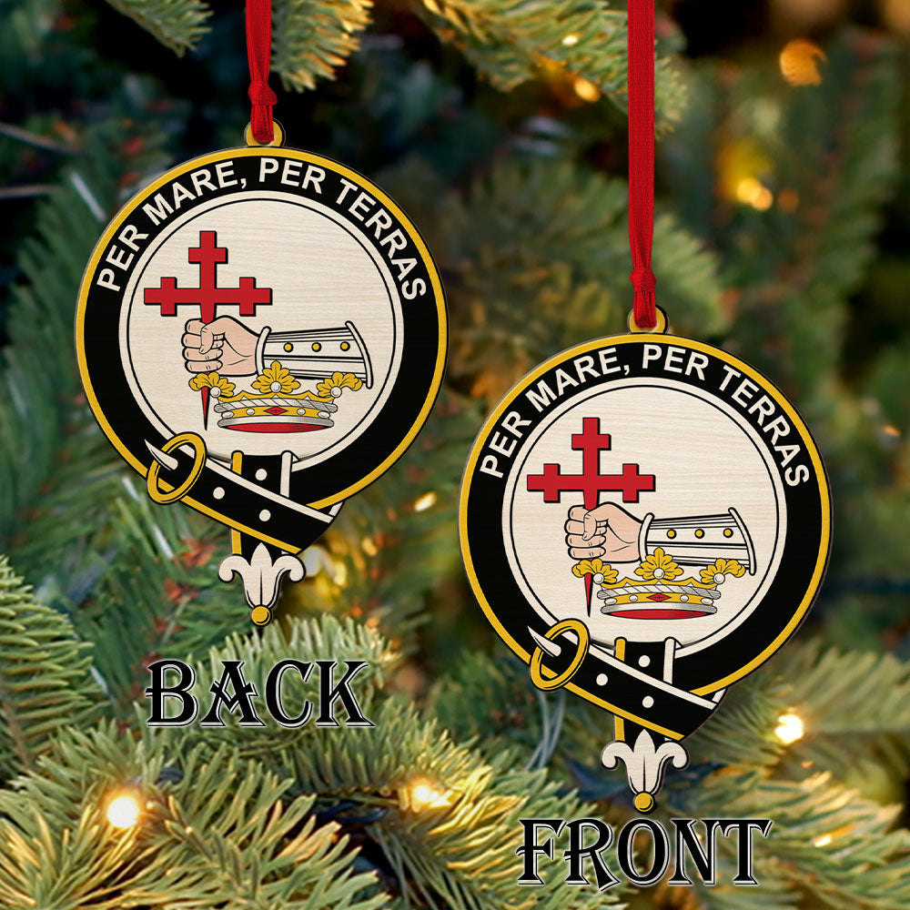 MacDonald of Clanranald Tartan Crest Wood Acrylic Ornament