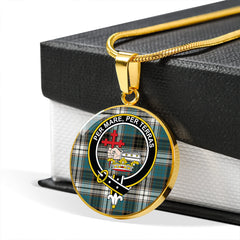 MacDonald Dress Muted Blue Special Ancient Tartan Crest Circle Necklace