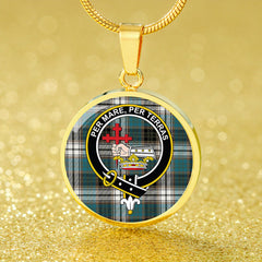MacDonald Dress Muted Blue Special (Donald Dress Muted Blue Special) Ancient Tartan Crest Circle Necklace