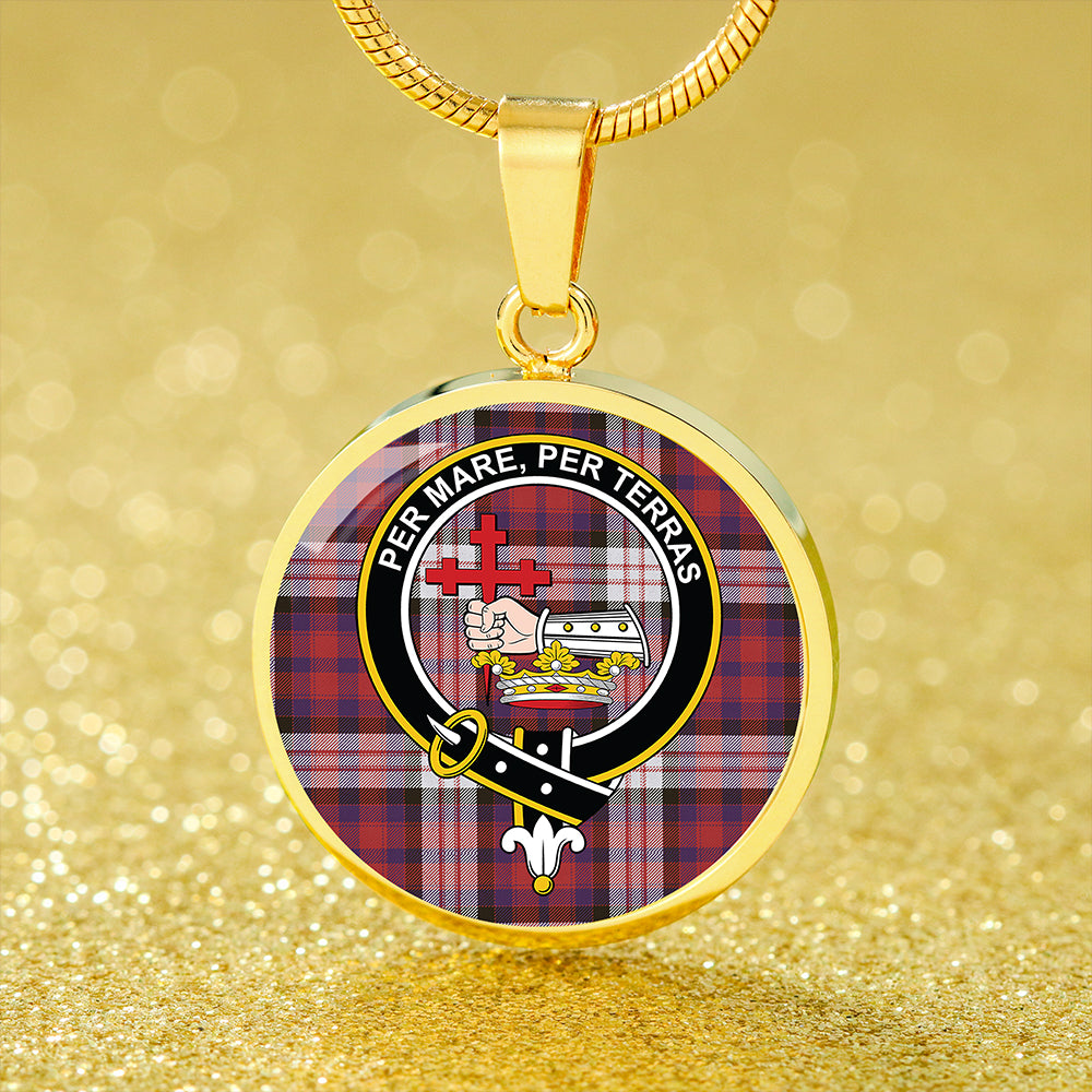 MacDonald Dress; Irish Weathered Tartan Crest Circle Necklace