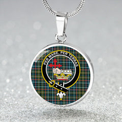 MacDonald Flora (Donald Flora) Plaid Artifact Ancient Tartan Crest Circle Necklace