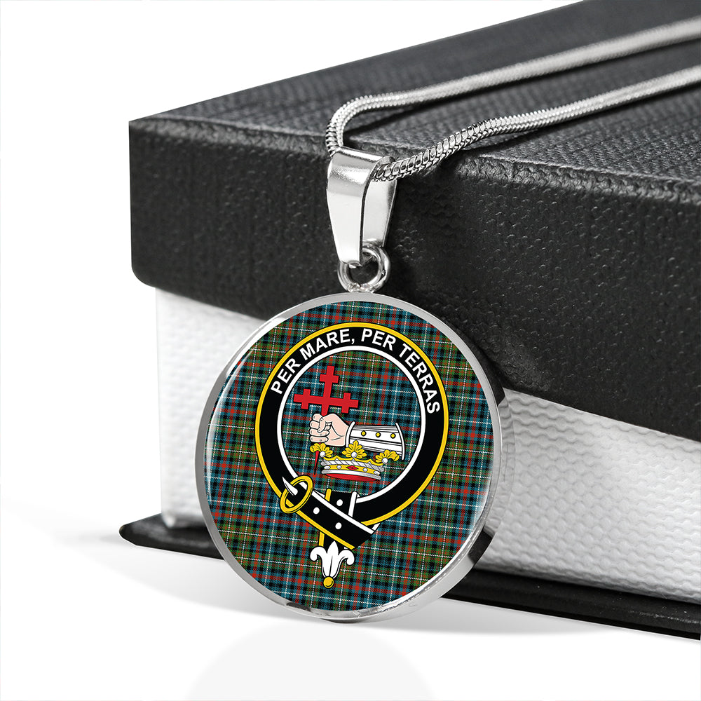 MacDonald Flora (Donald Flora) Plaid Artifact Ancient Tartan Crest Circle Necklace