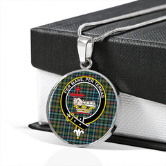 MacDonald Flora (Donald Flora) Plaid Artifact Ancient Tartan Crest Circle Necklace