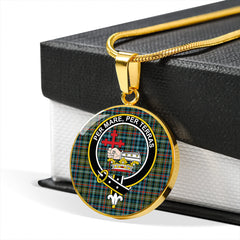 MacDonald Flora (Donald Flora) Plaid Artifact Ancient Tartan Crest Circle Necklace