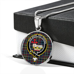 MacDonald Flora (Donald Flora) Plaid Artifact Modern Tartan Crest Circle Necklace