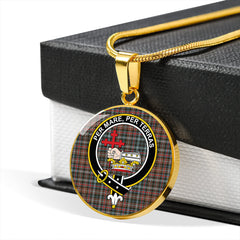MacDonald Flora (Donald Flora) Plaid Artifact Weathered Tartan Crest Circle Necklace