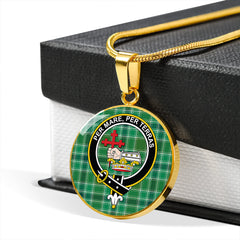 MacDonald Hunting (Donald Hunting) Modern Tartan Crest Circle Necklace