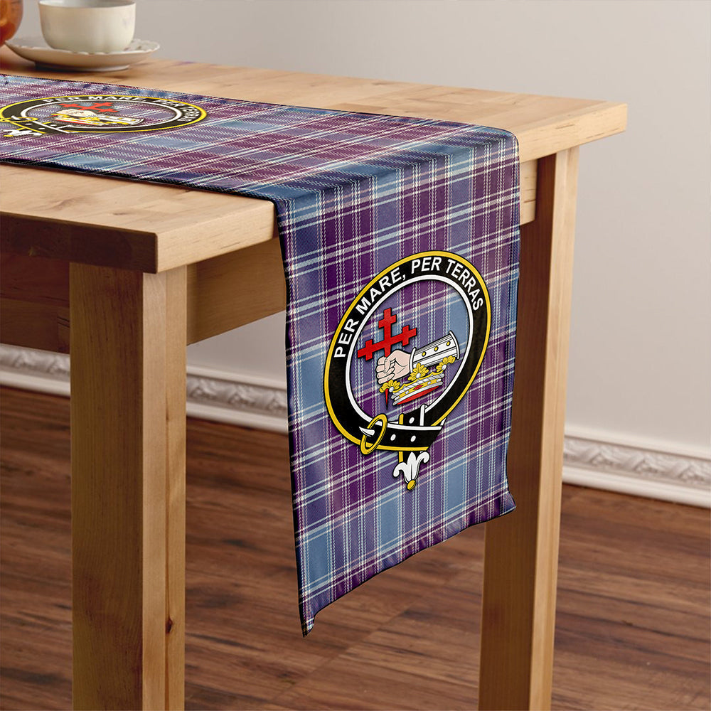 MacDonald Lord of the Isles Hunting Blue (Donald Lord of the Isles Hunting Blue) Weathered Tartan Crest Table Runner