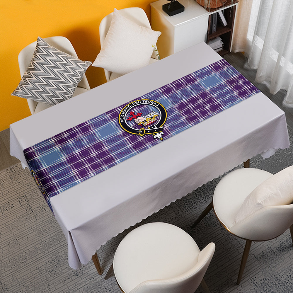 MacDonald Lord of the Isles Hunting Blue (Donald Lord of the Isles Hunting Blue) Weathered Tartan Crest Table Runner