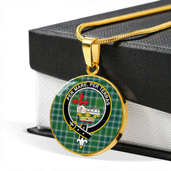 MacDonald Lord of the Isles; Hunting Ancient Tartan Crest Circle Necklace