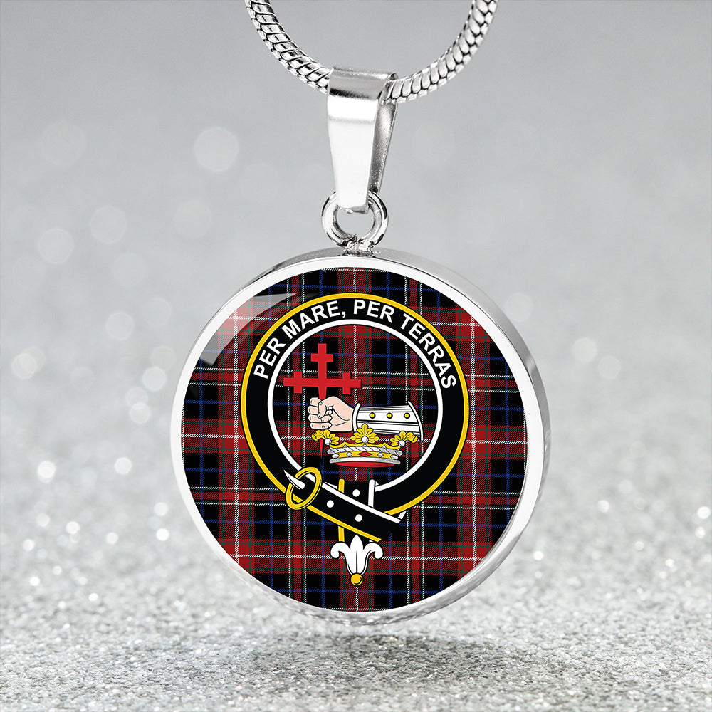 MacDonald Sir John A (Donald Sir John A) Modern Tartan Crest Circle Necklace