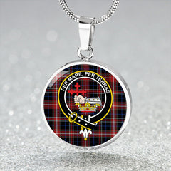MacDonald Sir John A (Donald Sir John A) Modern Tartan Crest Circle Necklace