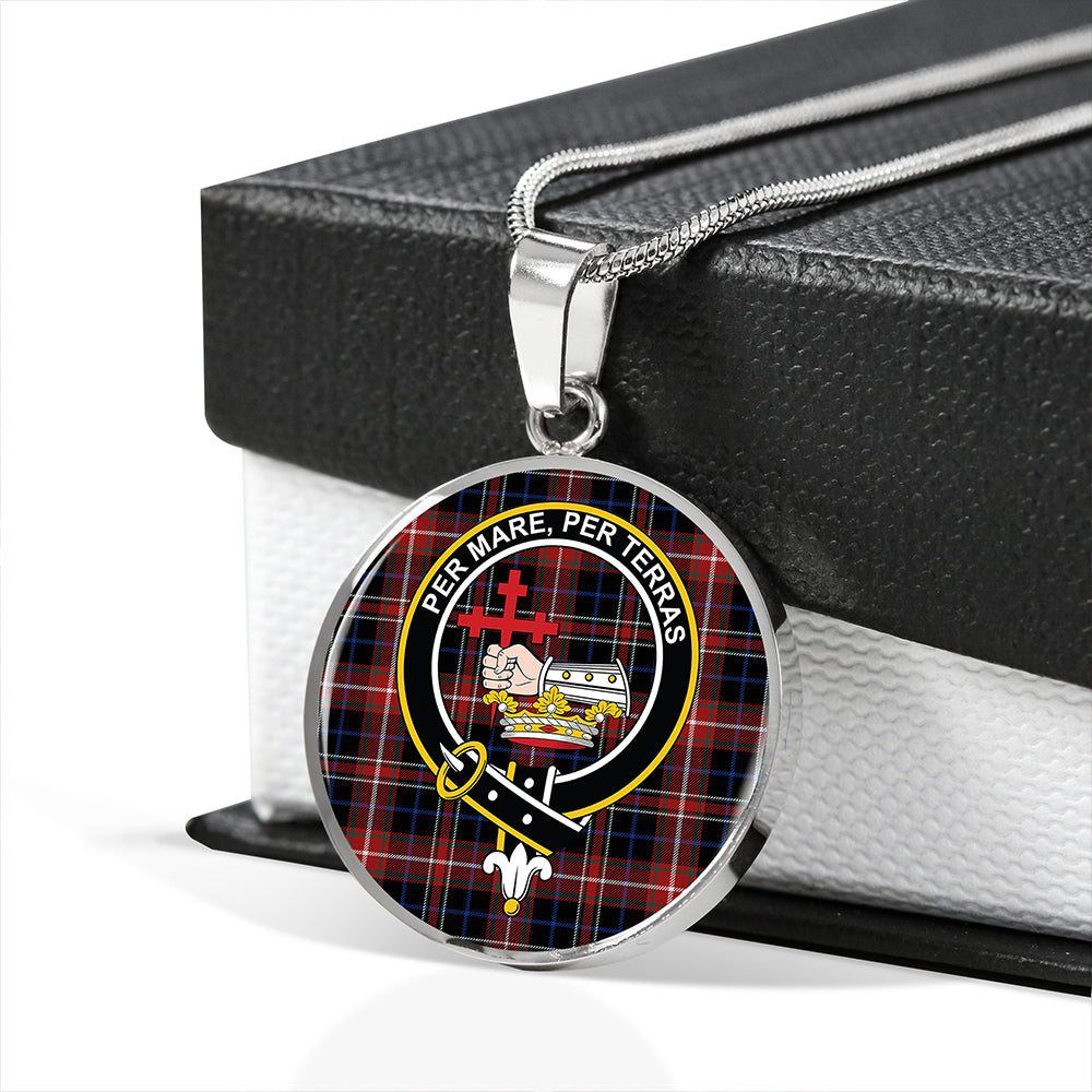 MacDonald Sir John A (Donald Sir John A) Modern Tartan Crest Circle Necklace