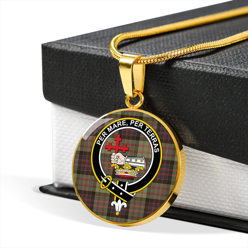 MacDonald #2 (Donald #2) Weathered Tartan Crest Circle Necklace