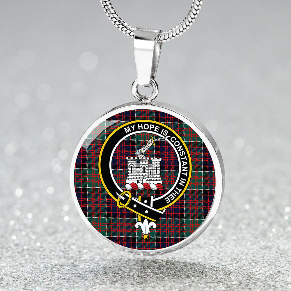 MacDonald of Clanranald Modern Tartan Crest Circle Necklace