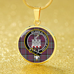 MacDonald of Clanranald Weathered Tartan Crest Circle Necklace
