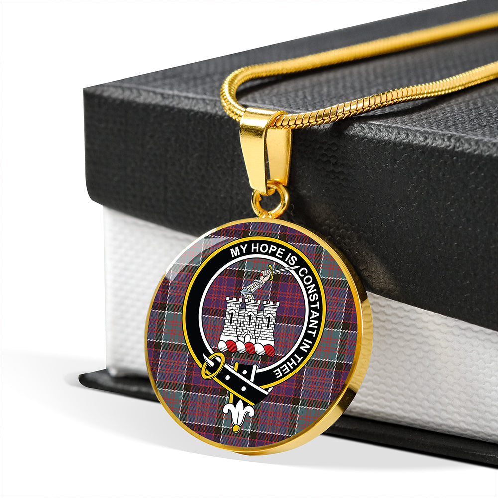 MacDonald of Clanranald (Donald of Clanranald) Weathered Tartan Crest Circle Necklace