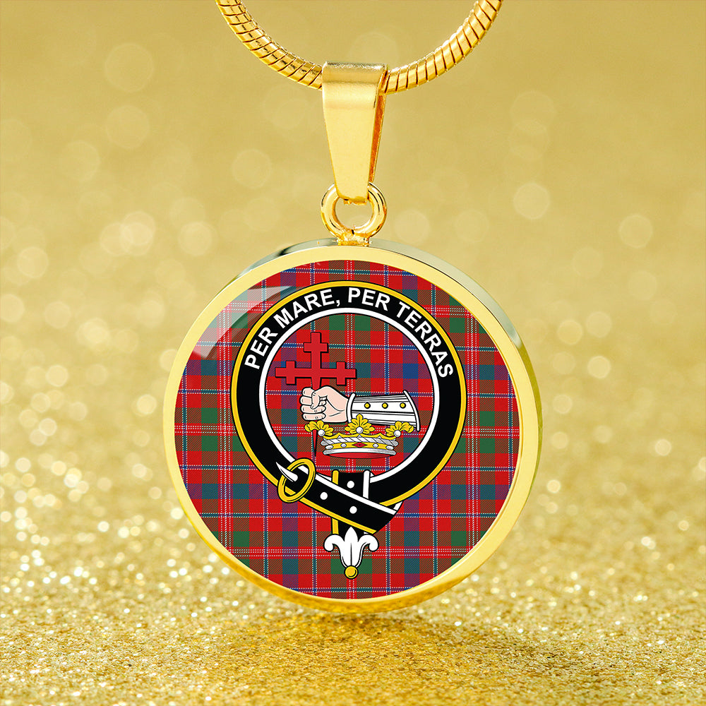 MacDonald of Glenaladale (Donald of Glenaladale) Modern Tartan Crest Circle Necklace