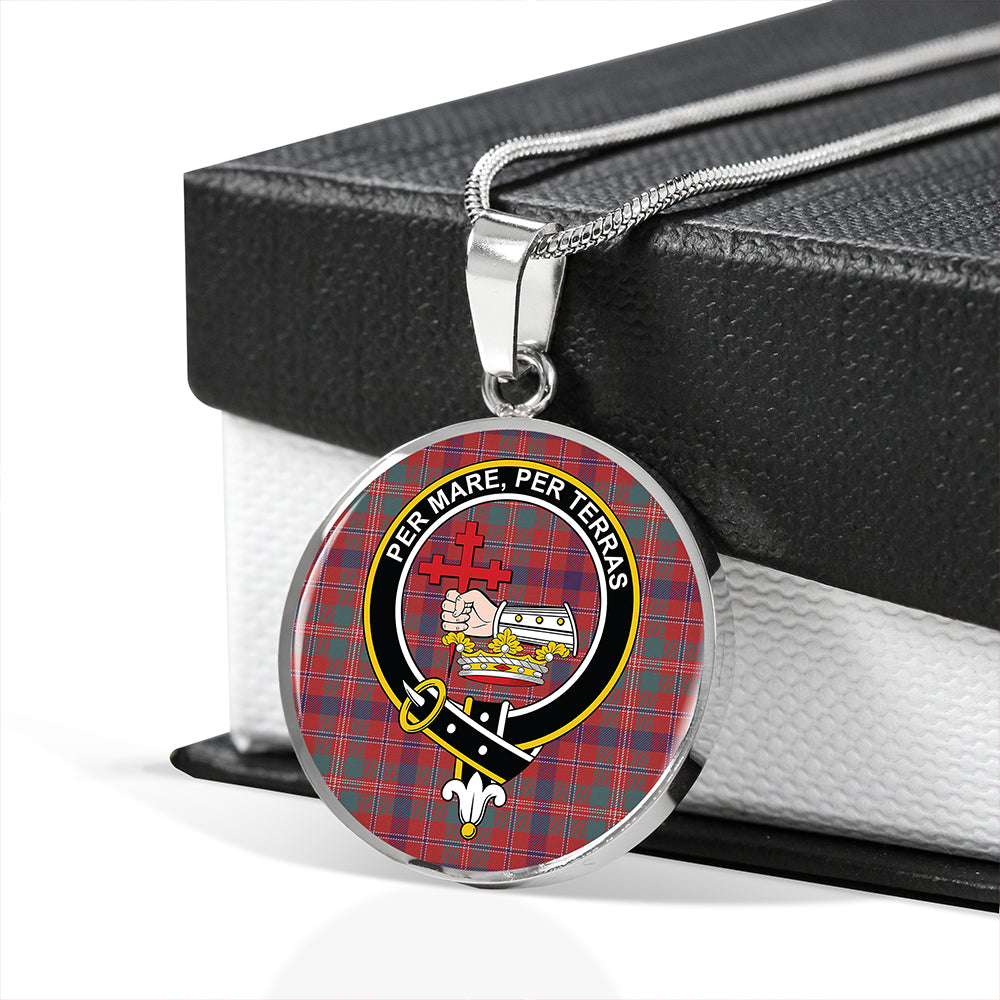 MacDonald of Glenaladale (Donald of Glenaladale) Weathered Tartan Crest Circle Necklace