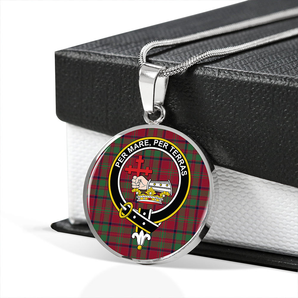 MacDonald of Glencoe (Donald of Glencoe) Modern Tartan Crest Circle Necklace