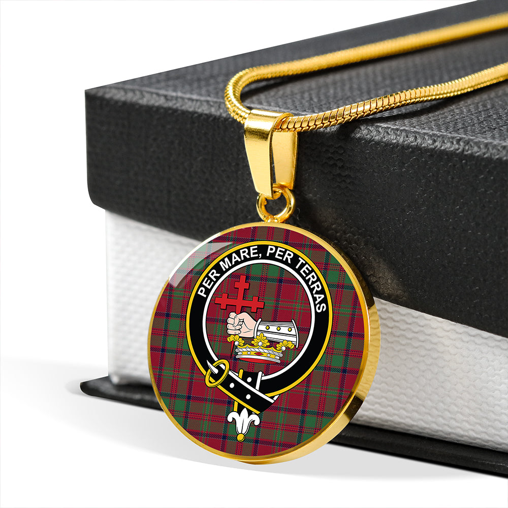 MacDonald of Glencoe (Donald of Glencoe) Modern Tartan Crest Circle Necklace