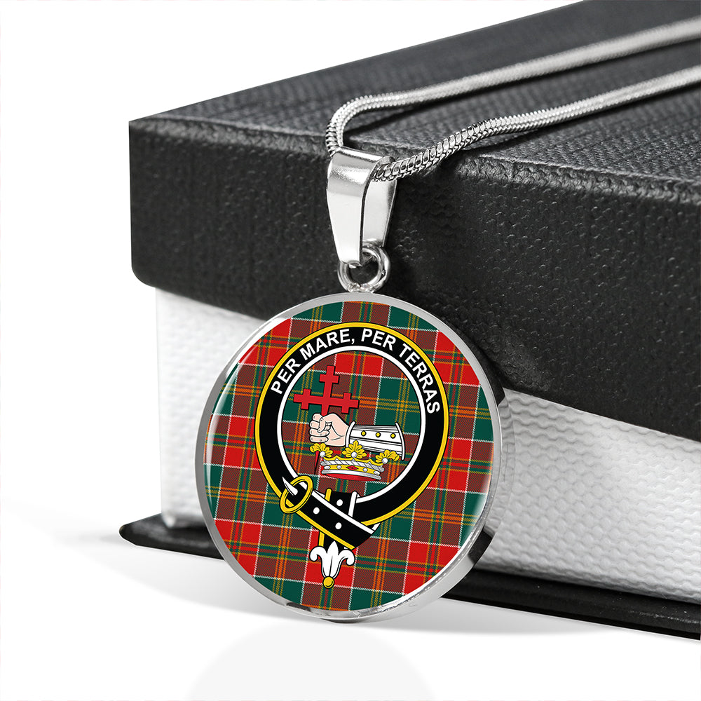 MacDonald of Kingsburgh (Donald of Kingsburgh) Modern Tartan Crest Circle Necklace