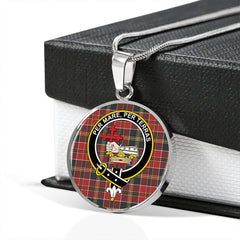 MacDonald of Kingsburgh (Donald of Kingsburgh) Weathered Tartan Crest Circle Necklace