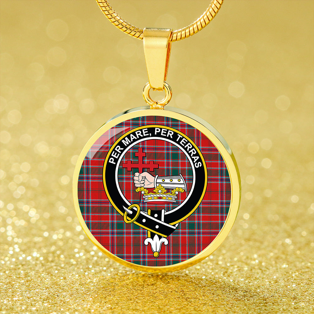 MacDonald of Lochmaddy (Donald of Loch Mhaddy) Modern Tartan Crest Circle Necklace