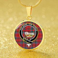 MacDonald of Lochmaddy (Donald of Loch Mhaddy) Modern Tartan Crest Circle Necklace