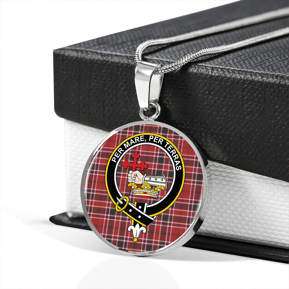 MacDonald of Lochmaddy (Donald of Loch Mhaddy) Weathered Tartan Crest Circle Necklace