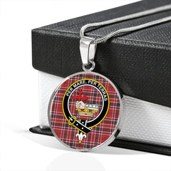 MacDonald of Lochmaddy (Donald of Loch Mhaddy) Weathered Tartan Crest Circle Necklace