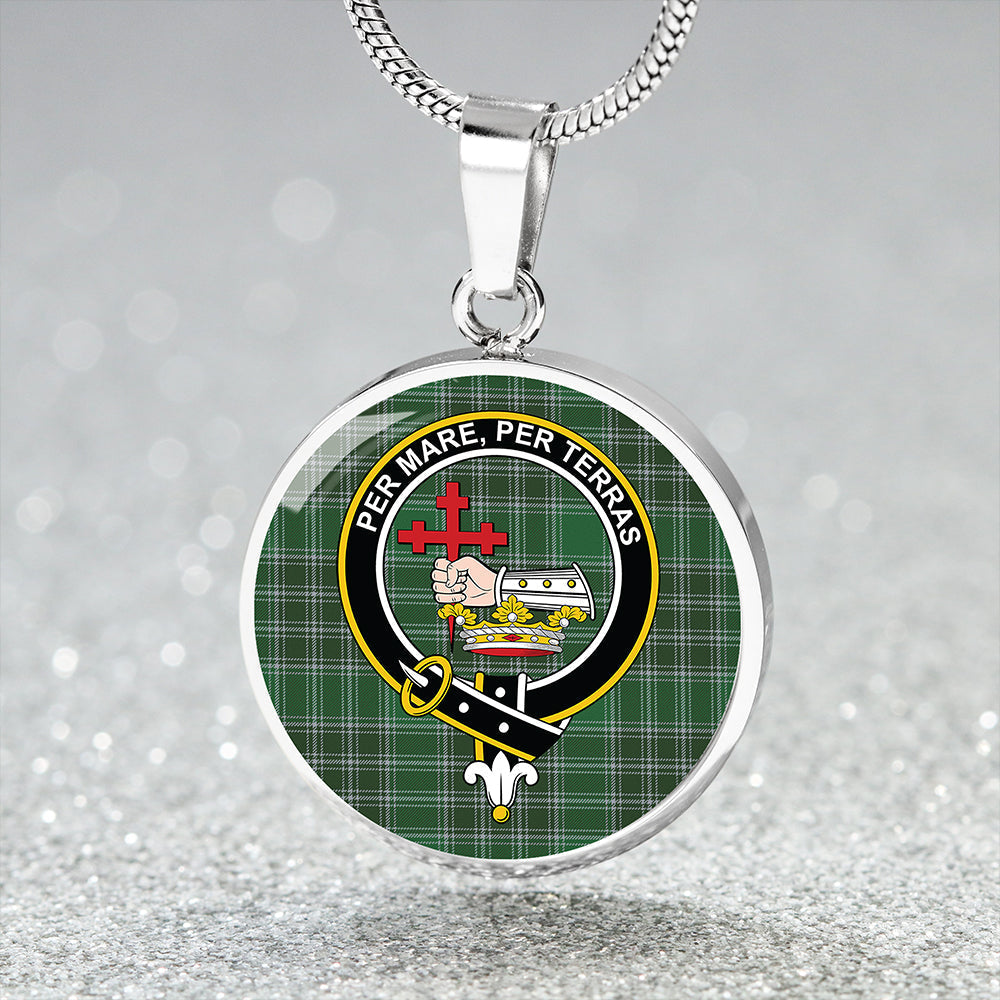 MacDonald of the Isles Hunting #2 (Donald of the Isles Hunting #2) Modern Tartan Crest Circle Necklace