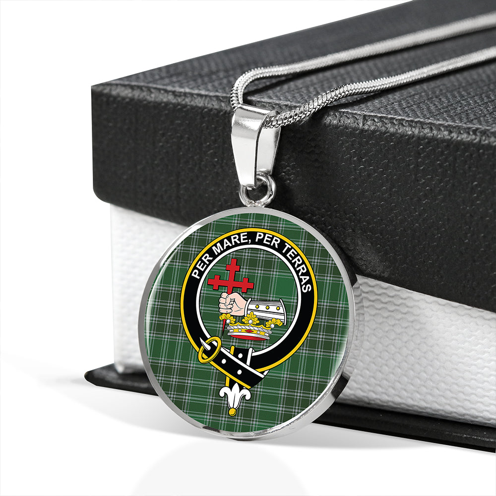 MacDonald of the Isles Hunting #2 (Donald of the Isles Hunting #2) Modern Tartan Crest Circle Necklace