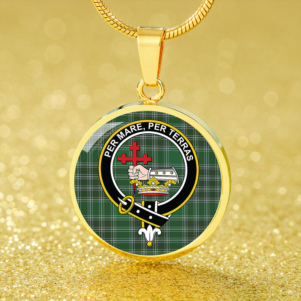 MacDonald of the Isles Hunting #2 (Donald of the Isles Hunting #2) Modern Tartan Crest Circle Necklace