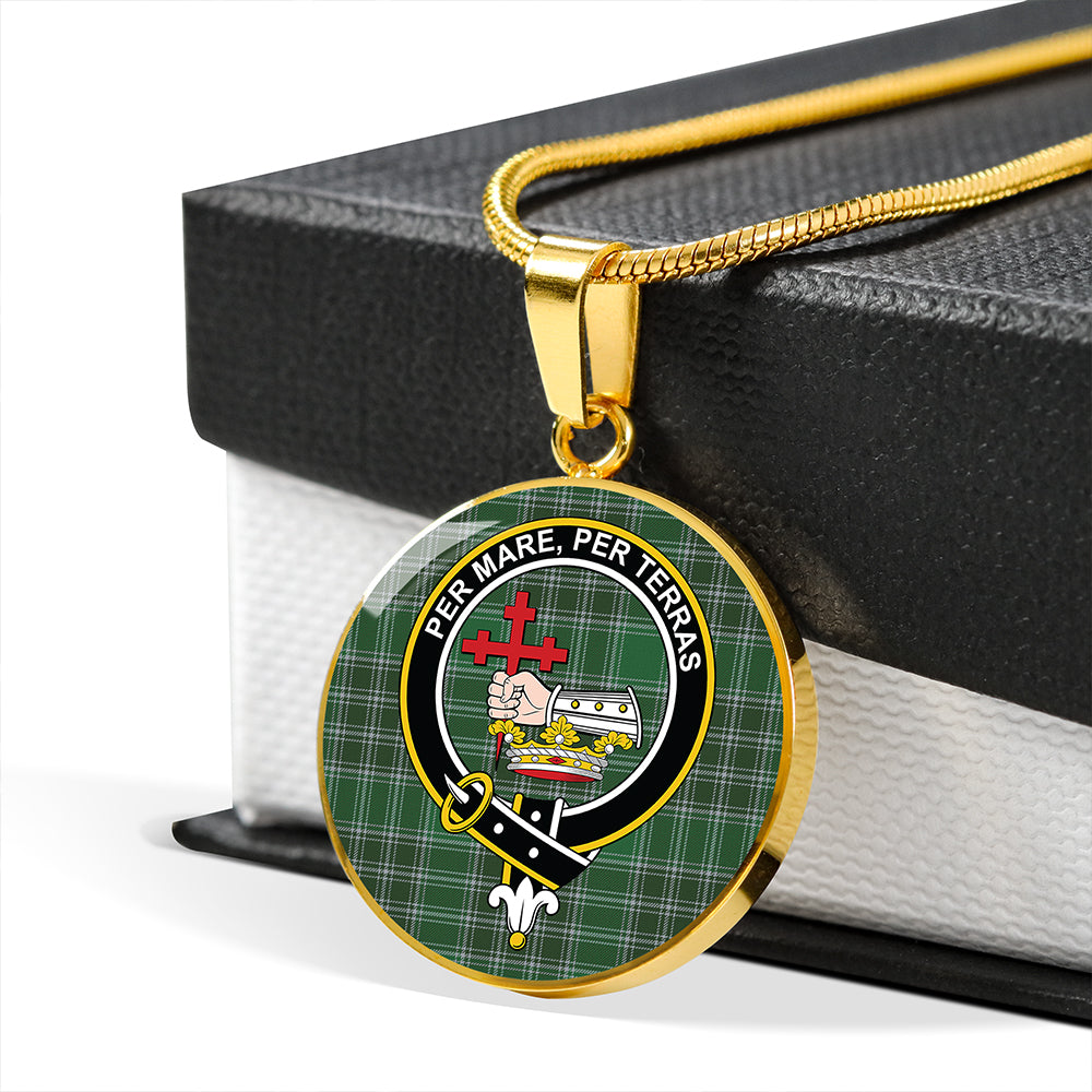 MacDonald of the Isles Hunting #2 (Donald of the Isles Hunting #2) Modern Tartan Crest Circle Necklace