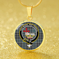 MacDonald of the Isles Hunting #2 (Donald of the Isles Hunting #2) Weathered Tartan Crest Circle Necklace