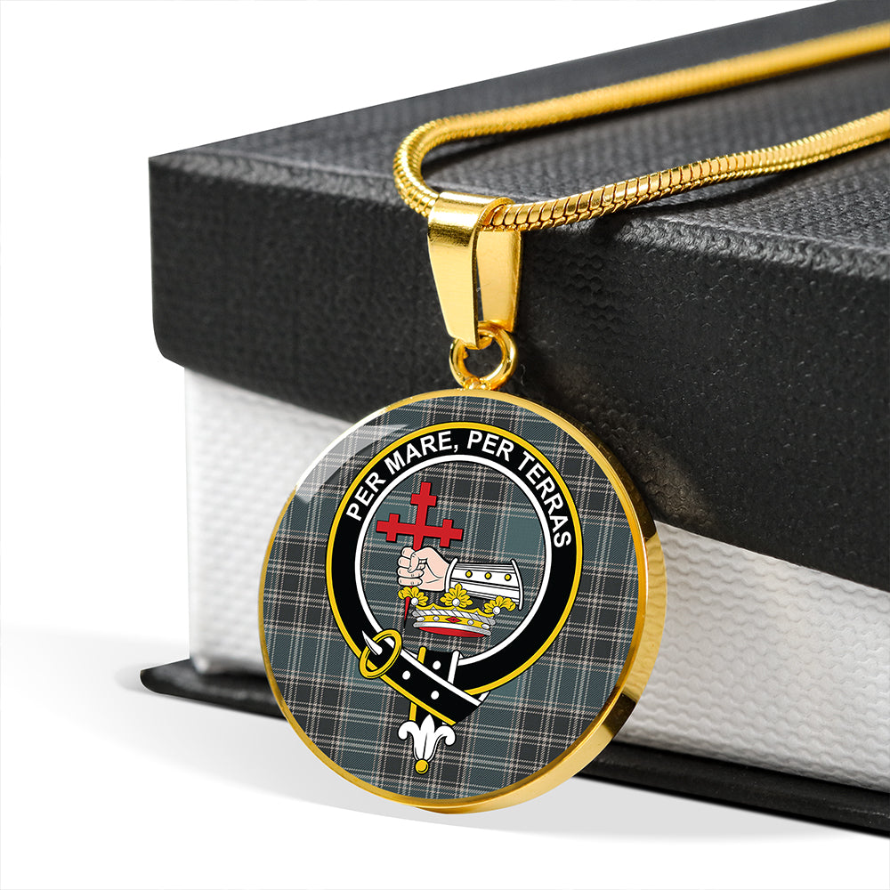 MacDonald of the Isles Hunting #2 (Donald of the Isles Hunting #2) Weathered Tartan Crest Circle Necklace