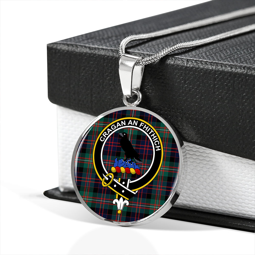 MacDonell of Glengarry Modern Tartan Crest Circle Necklace