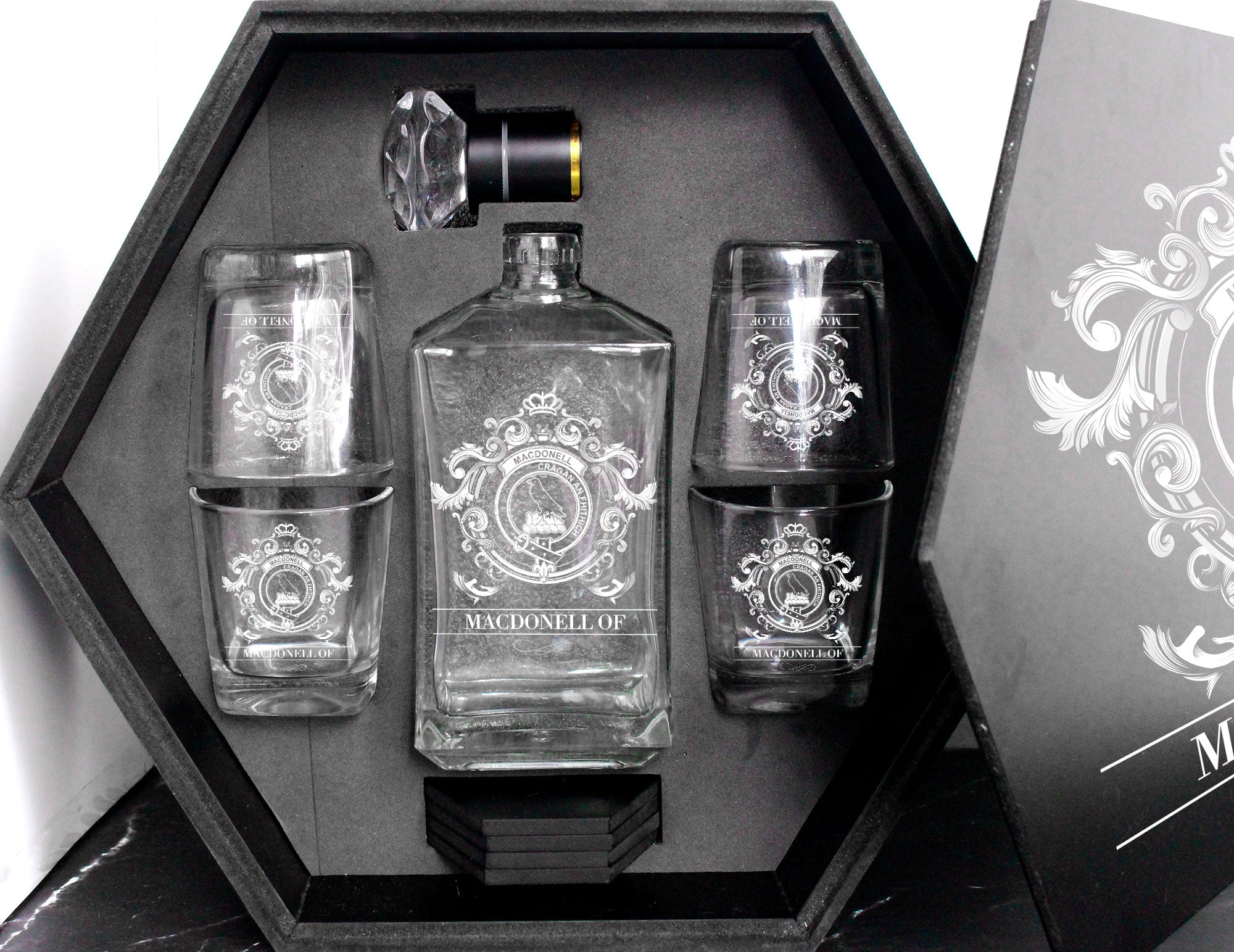 MacDonell (of Glengarry) Tartan Clan Decanter Set