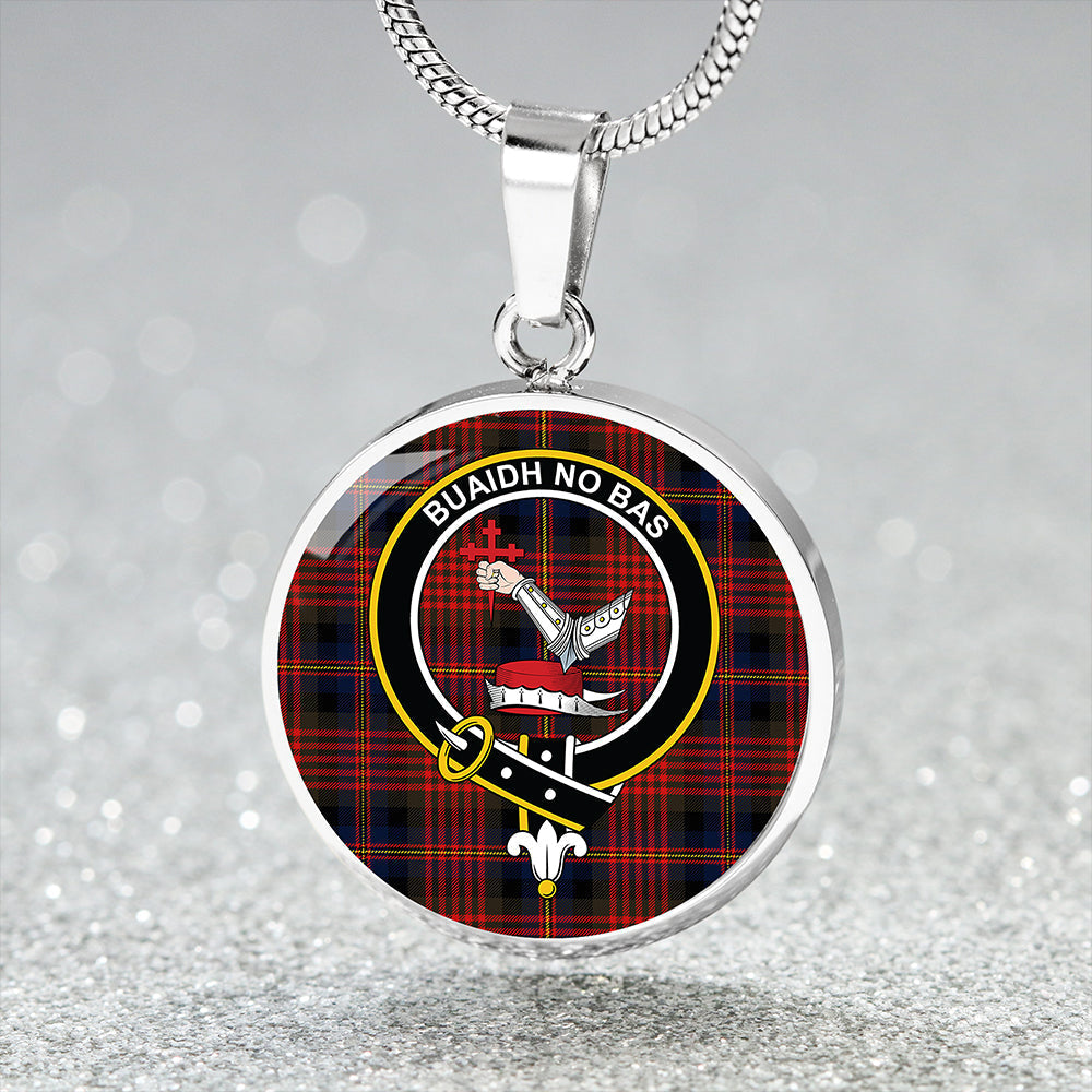 MacDougall William Modern Tartan Crest Circle Necklace