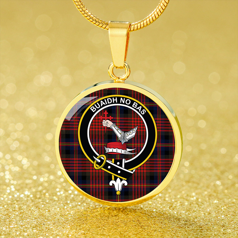 MacDougall William Modern Tartan Crest Circle Necklace